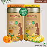 LittleVeda Pregnancy Cookies - Trimester 1&2 (Pack of 2)(150g+150g) - Orange Walnut & Lemon Almond