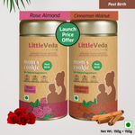 LittleVeda Mom's Cookies (Pack of 2)(150g+150g) - Post Birth Lactation Cookies - Rose Almond & Cinnamon Walnut